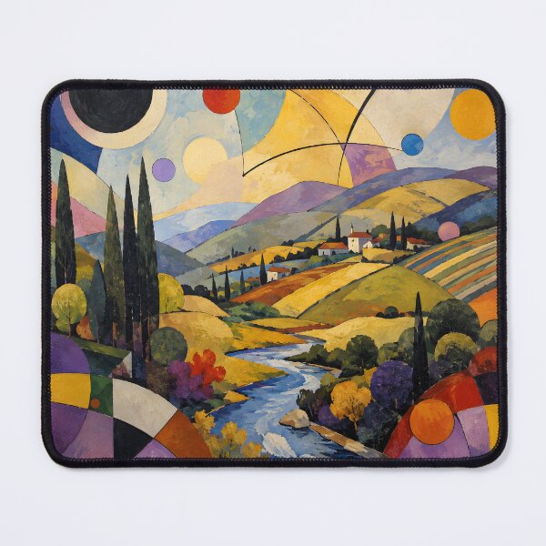 Item preview, Colorful Geometric Tuscan Hills and Winding River – Abstract Italian Countryside designed and sold by Amalia Gutyz.