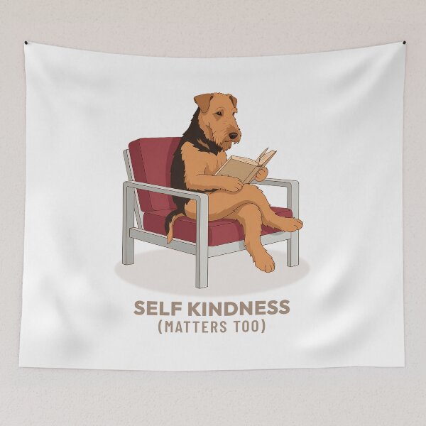 Item preview, Airedale Terrier Reading Book Retro Aesthetic designed and sold by COZY VINTAGE animal.