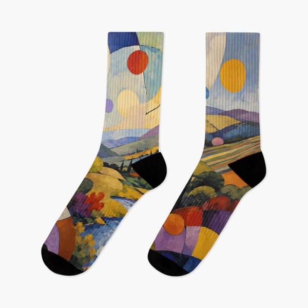 Item preview, Colorful Geometric Tuscan Hills and Winding River – Abstract Italian Countryside designed and sold by Amalia Gutyz.