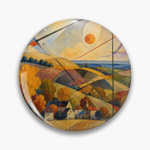 Item preview, Golden Autumn Countryside with Geometric Circles – Modern Abstract Harvest Landscape designed and sold by Amalia Gutyz.
