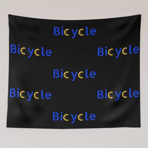 Item preview, Bicycle Typography Design Blue and Yellow Cycling Art designed and sold by Detroja Typography.