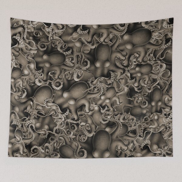 Item preview, Krakenhole Sepia Octopus Collage designed and sold by aeolia.