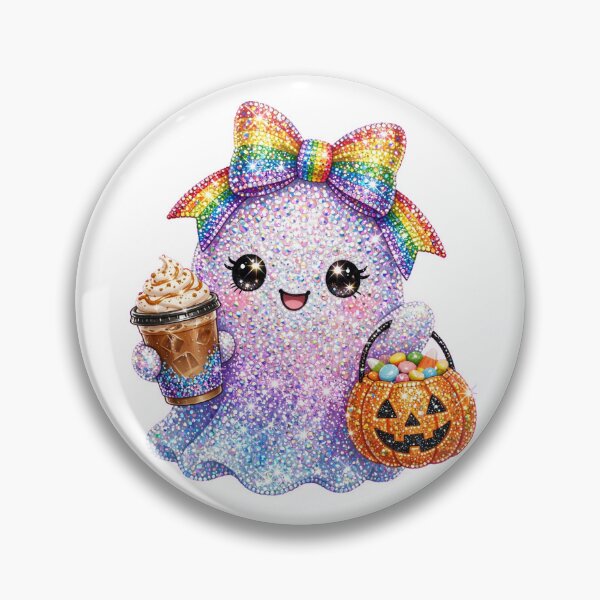 Item preview, Cute Glitter Ghost Halloween Rainbow Bow Iced Coffee Pumpkin Candy Design designed and sold by OmniaRozza.
