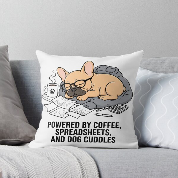 Item preview, Powered By Coffee Spreadsheets Dog Cuddles Funny French Bulldog Sleep designed and sold by spreadsheetcafe.