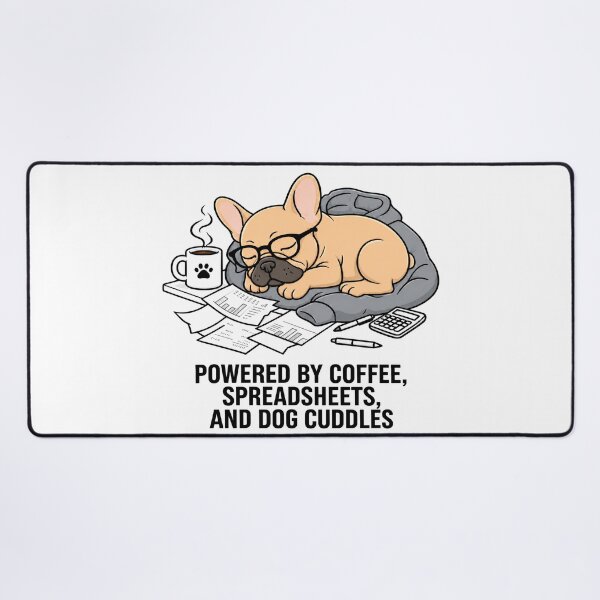 Item preview, Powered By Coffee Spreadsheets Dog Cuddles Funny French Bulldog Sleep designed and sold by spreadsheetcafe.