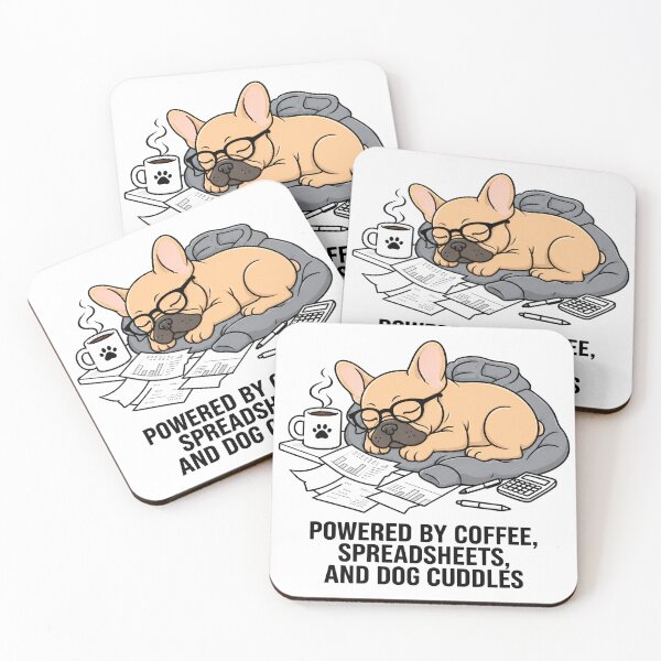 Item preview, Powered By Coffee Spreadsheets Dog Cuddles Funny French Bulldog Sleep designed and sold by spreadsheetcafe.