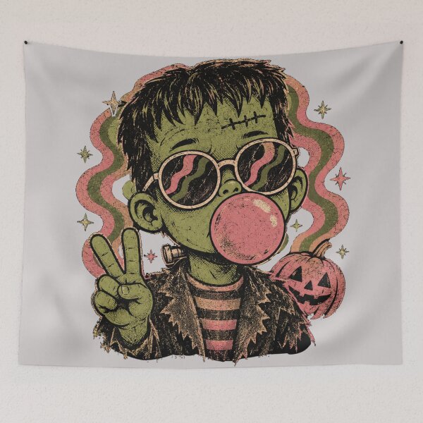 Item preview, Cute Graphic Tee Frankenstein Bubblegum Peace Halloween Vintage designed and sold by Yellowriversss.
