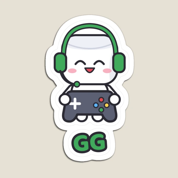 Level Up - Cute Gamer Marshmallow Pip with Controller and Headset — Magnet by BiMood