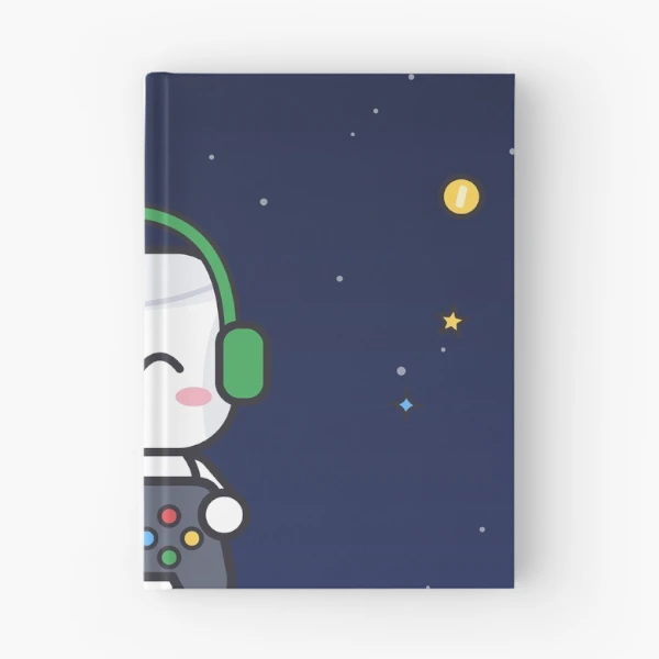 Level Up - Cute Gamer Marshmallow Pip with Controller and Headset — Spiral Notebook by BiMood