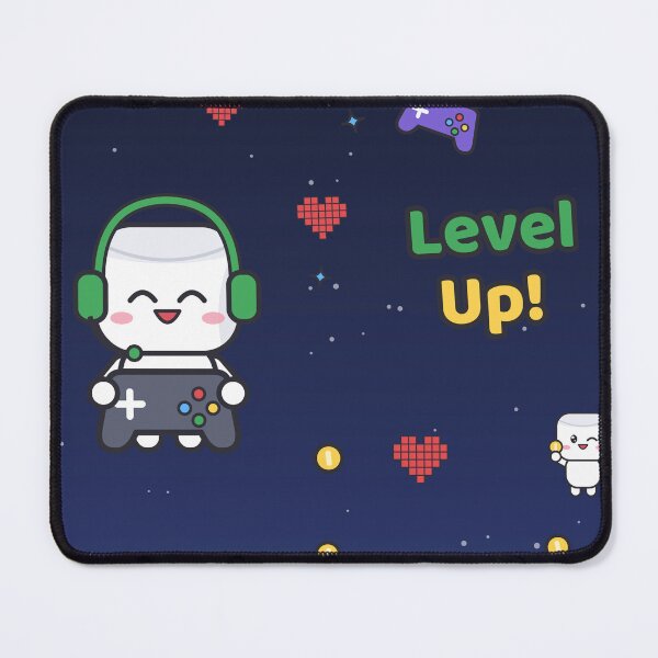 Item preview, Level Up - Cute Gamer Marshmallow Pip with Controller and Headset designed and sold by BiMood.