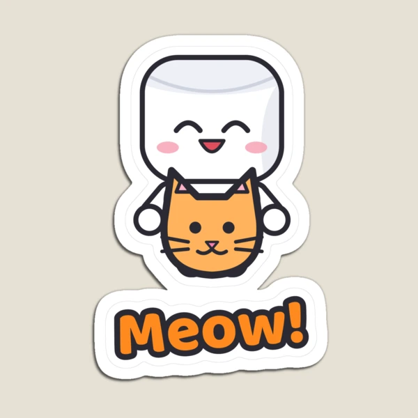 Cats and Cuddles - Cute Marshmallow Pip Hugging a Kitten — Magnet by BiMood
