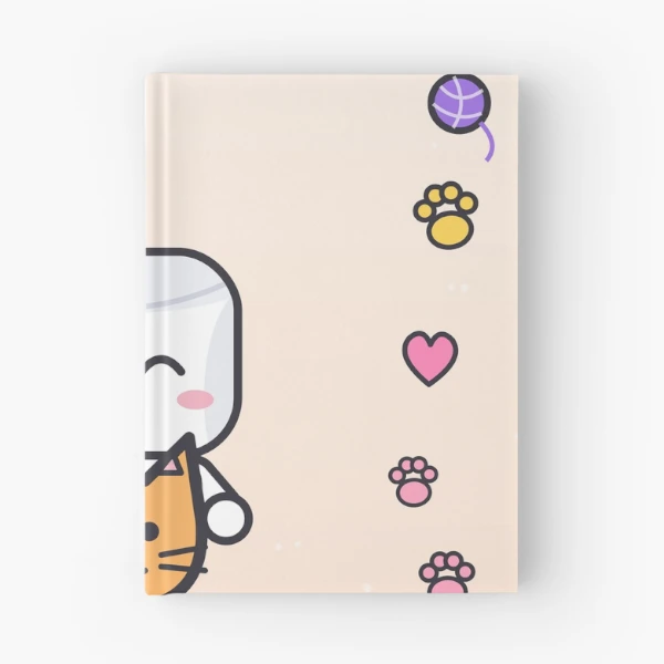 Cats and Cuddles - Cute Marshmallow Pip Hugging a Kitten — Spiral Notebook by BiMood