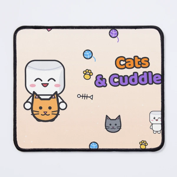 Cats and Cuddles - Cute Marshmallow Pip Hugging a Kitten — Mouse Pad by BiMood