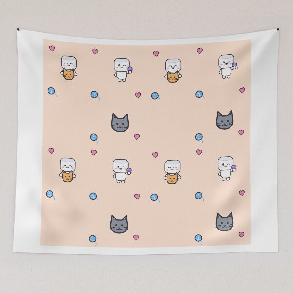 Item preview, Cats and Cuddles - Cute Marshmallow Pip Hugging a Kitten designed and sold by BiMood.