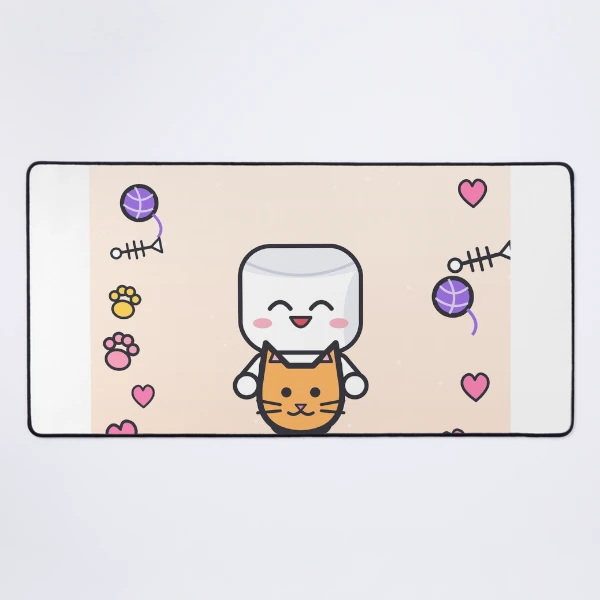 Cats and Cuddles - Cute Marshmallow Pip Hugging a Kitten — Mouse Pad by BiMood