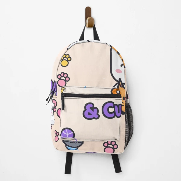 Cats and Cuddles - Cute Marshmallow Pip Hugging a Kitten — Backpack by BiMood
