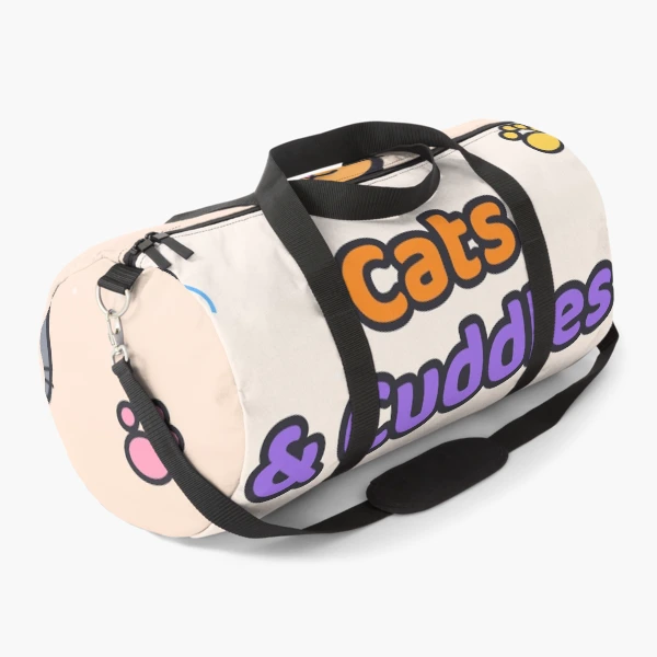 Cats and Cuddles - Cute Marshmallow Pip Hugging a Kitten — Duffle Bag by BiMood