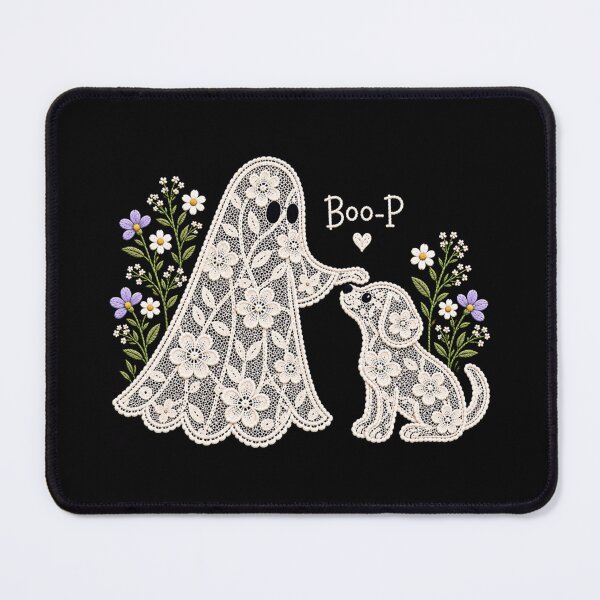 Item preview, Floral Lace Ghost Giving Dog a Boop designed and sold by RuperDelois.