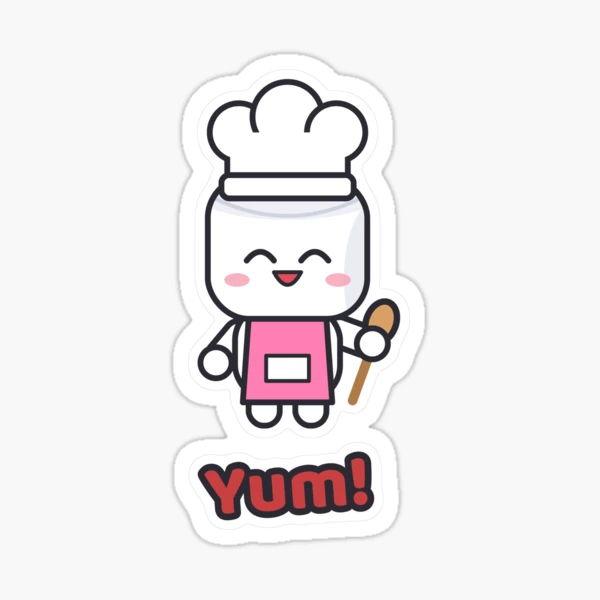 Let's Get Cooking - Cute Chef Marshmallow Pip with Wooden Spoon — Sticker by BiMood