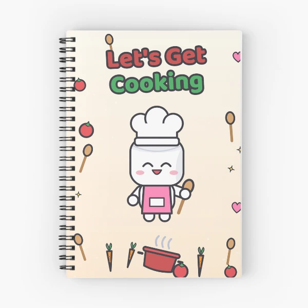 Let's Get Cooking - Cute Chef Marshmallow Pip with Wooden Spoon — Spiral Notebook by BiMood