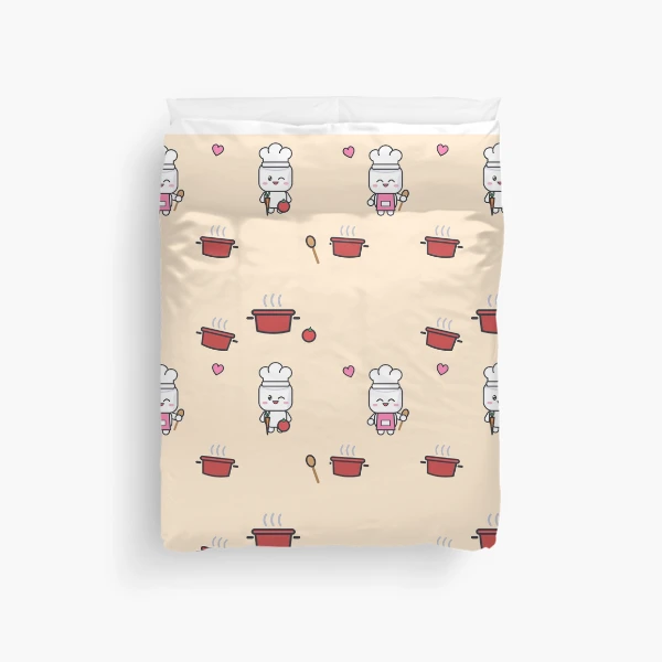 Let's Get Cooking - Cute Chef Marshmallow Pip with Wooden Spoon — Duvet Cover by BiMood