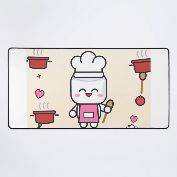 Let's Get Cooking - Cute Chef Marshmallow Pip with Wooden Spoon — Mouse Pad by BiMood
