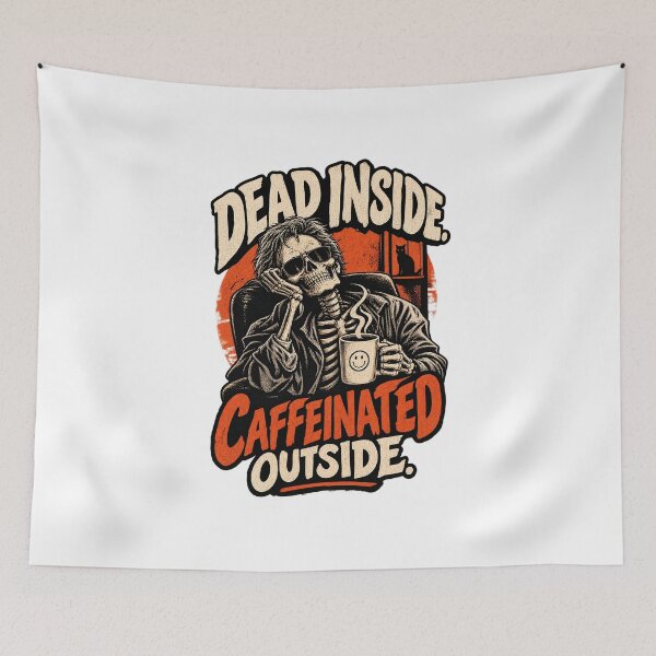 Item preview, Dead Inside Caffeinated Outside Halloween Skeleton Coffee designed and sold by Fashvora.