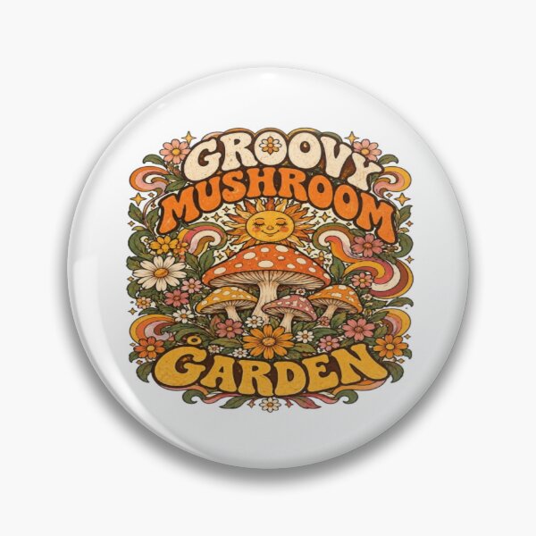 Item preview, Groovy Mushroom Garden - Retro 70s Flower Power Art designed and sold by EssentialsWear.