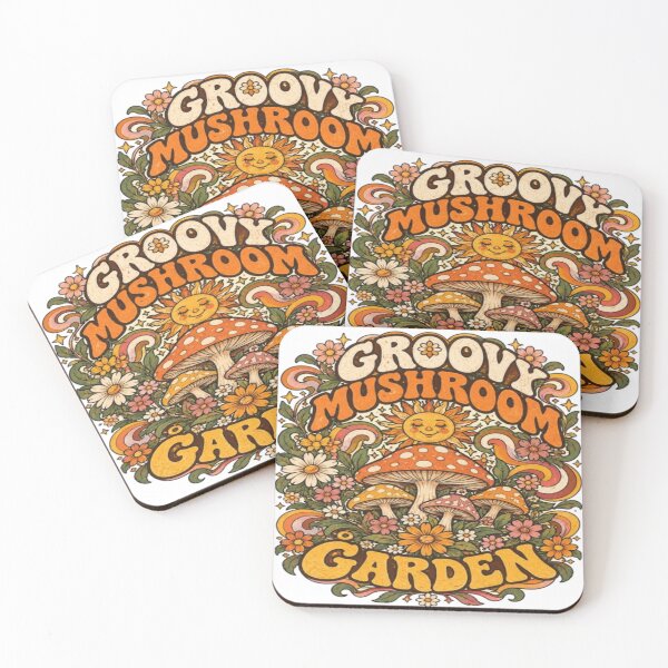 Item preview, Groovy Mushroom Garden - Retro 70s Flower Power Art designed and sold by EssentialsWear.