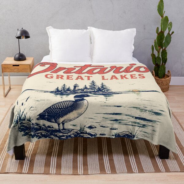 Item preview, Ontario Great Lakes Vintage Loon Lighthouse Sunset designed and sold by Yellowriversss.