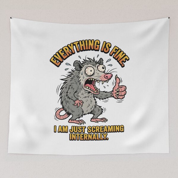 Item preview, Everything Is Fine I Am Just Screaming Internally | Funny Anxiety Opossum Cartoon Design | Sarcastic Humor Animal Art designed and sold by Luminari Creations.