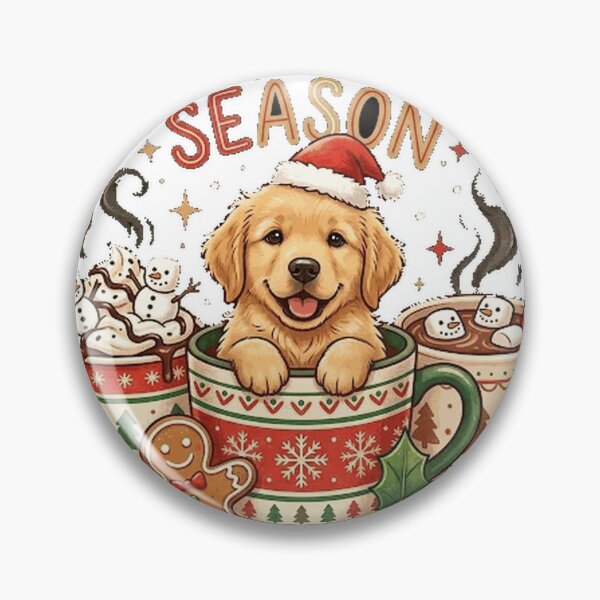 Item preview, Golden Retriever Merry Christmas Santa Cute Dog with Drink Hot Chocolate in Winter Happy Holiday Oversized T-Shirt_53f556b6af designed and sold by VendaVirtualVip.
