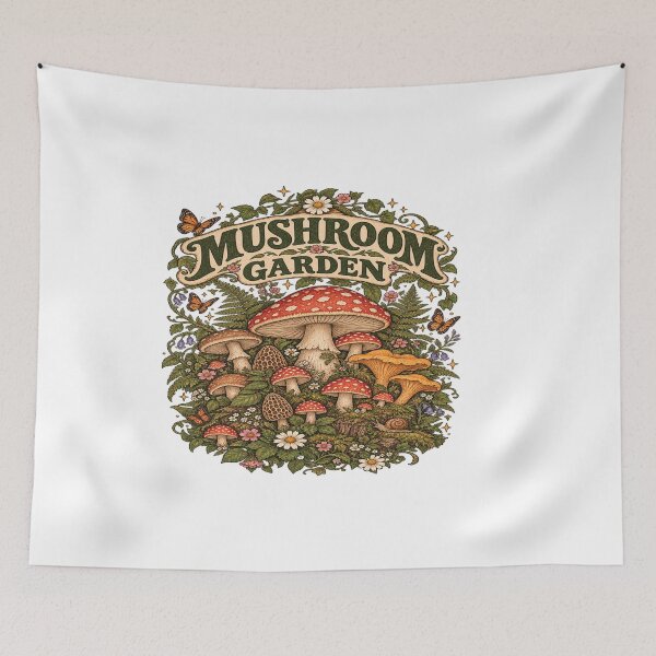 Item preview, Mushroom Garden - Vintage Whimsical Woodland Fungi Art designed and sold by EssentialsWear.