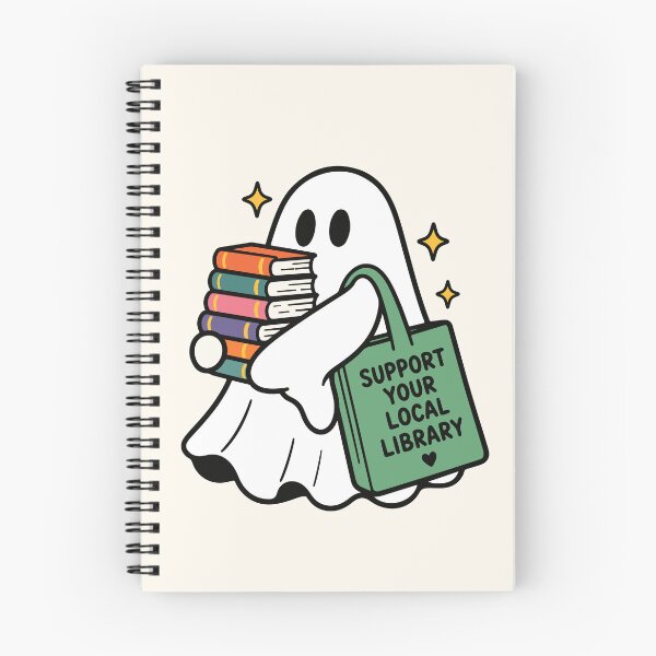 Item preview, Cute Ghost Reading Books Support Your Local Library designed and sold by FemmePod.