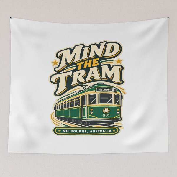 Item preview, Mind the Tram Melbourne Australia | Retro Tram Typography designed and sold by Globalcitytees.