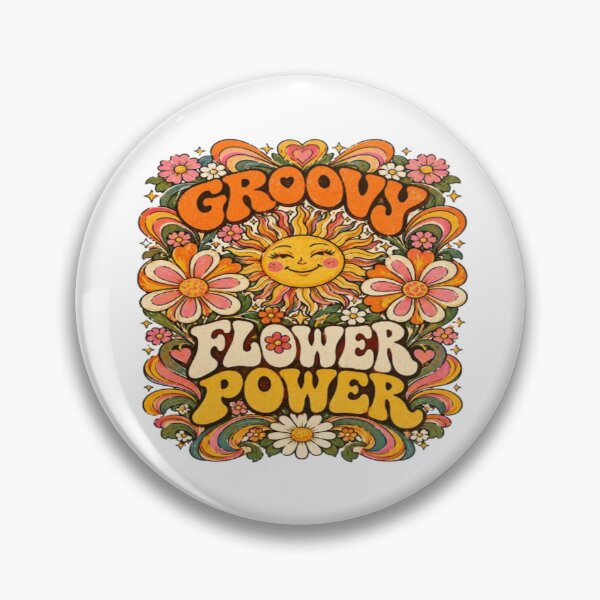 Item preview, Groovy Flower Power - Retro Smiling Sun and Floral Art designed and sold by EssentialsWear.