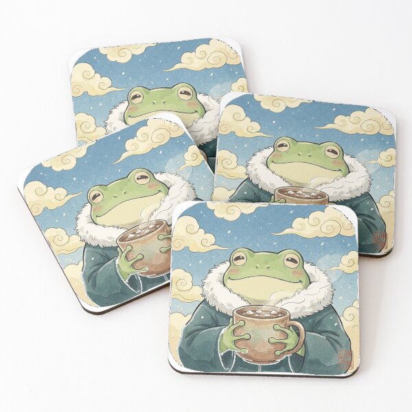 Item preview, cozy winter frog offering hot cocoa asian inspired cold weather Classic T-Shirt_f40025347b designed and sold by MixyMugs.