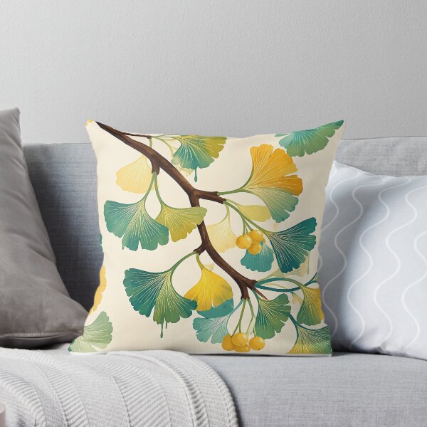 Item preview, Colorful Ginkgo Leaf Botanical Pattern – Teal & Golden Nature Design designed and sold by LexaArtworks.