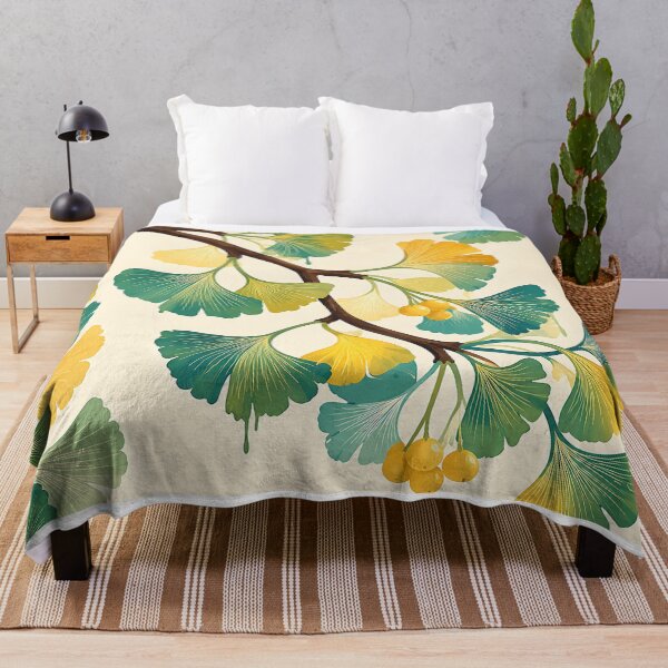 Item preview, Colorful Ginkgo Leaf Botanical Pattern – Teal & Golden Nature Design designed and sold by LexaArtworks.