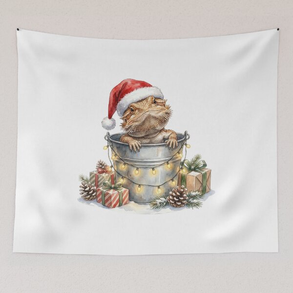 Item preview, Christmas Iguana in a Bucket Vintage Illustration designed and sold by Takeda-art.