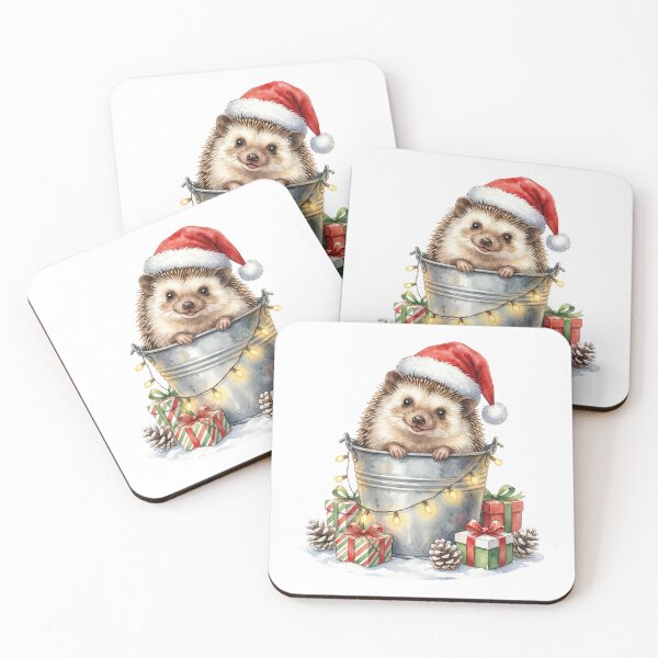 Item preview, Christmas Porcupine in a Bucket Vintage Illustration designed and sold by Takeda-art.