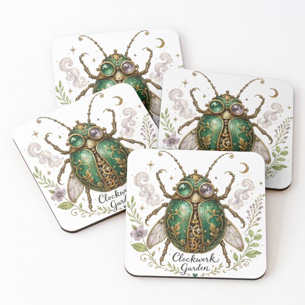 Item preview, Clockwork Garden Steampunk Beetle Vintage Mechanical Insect Art Design designed and sold by inkoutninja.