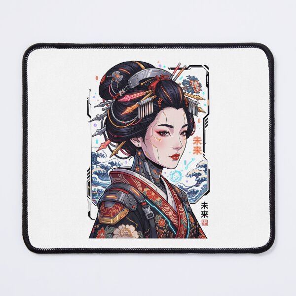 Item preview, Cyber Geisha: Futuristic Japanese Android & Great Wave Tech Artwork designed and sold by HexOne.