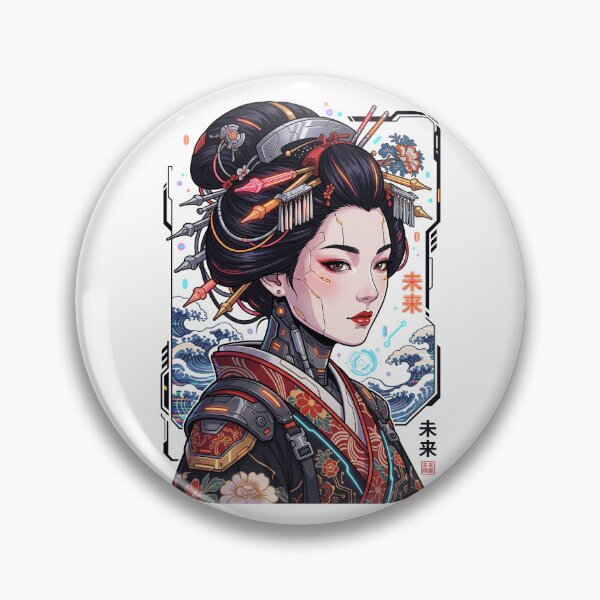 Item preview, Cyber Geisha: Futuristic Japanese Android & Great Wave Tech Artwork designed and sold by HexOne.