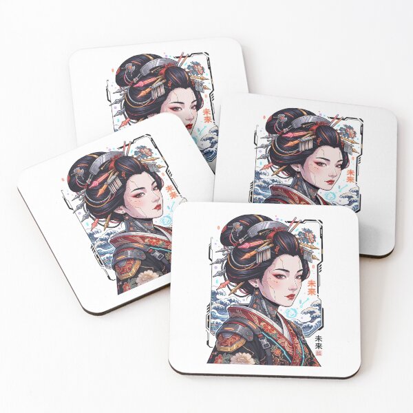 Item preview, Cyber Geisha: Futuristic Japanese Android & Great Wave Tech Artwork designed and sold by HexOne.