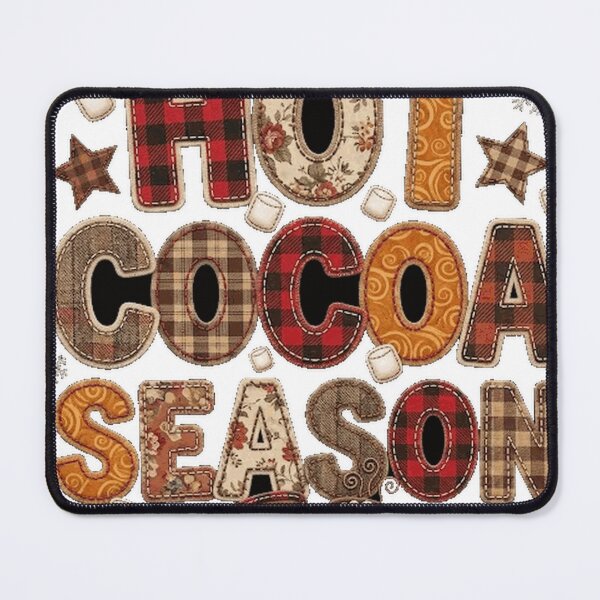 Item preview, Hot Cocoa Season Faux Patchwork Retro Winter Plaid Marshmallow and Snowflake Cozy Lettering Oversized T-Shirt_1391823943 designed and sold by BlaqboyDesigns.
