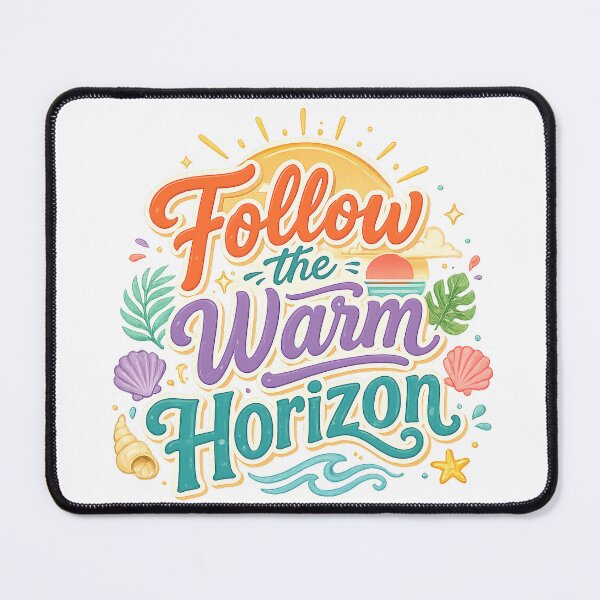 Item preview, Follow the Warm Horizon Retro Summer Beach Sunset Inspirational Quote designed and sold by inkoutninja.