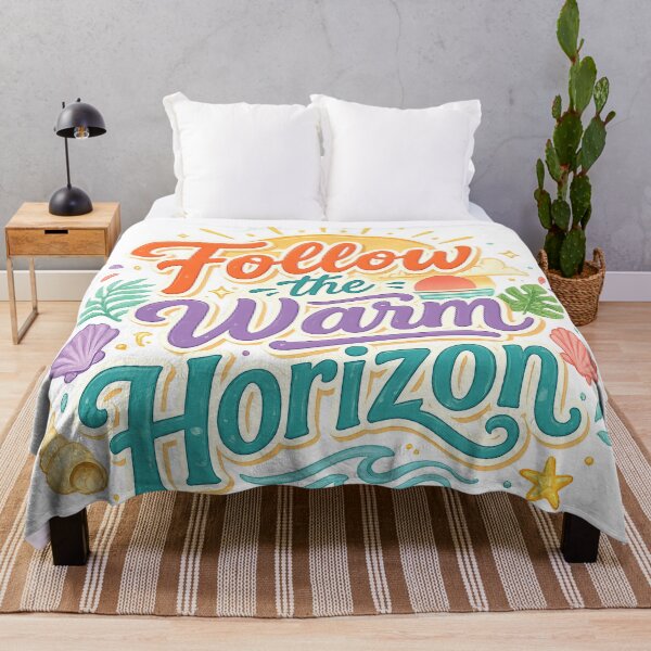 Item preview, Follow the Warm Horizon Retro Summer Beach Sunset Inspirational Quote designed and sold by inkoutninja.