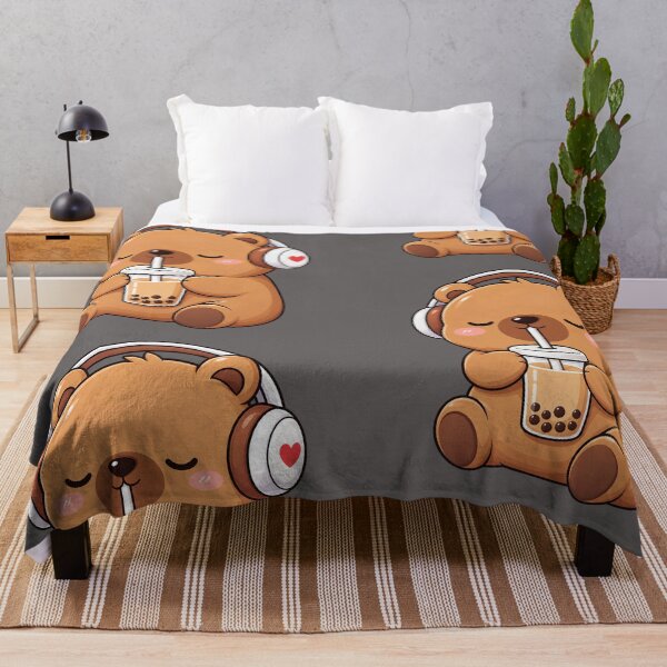 Item preview, Cute Bear Drinking Bubble Tea with Headphones - Kawaii Buba Lover Design designed and sold by IrhaArts.