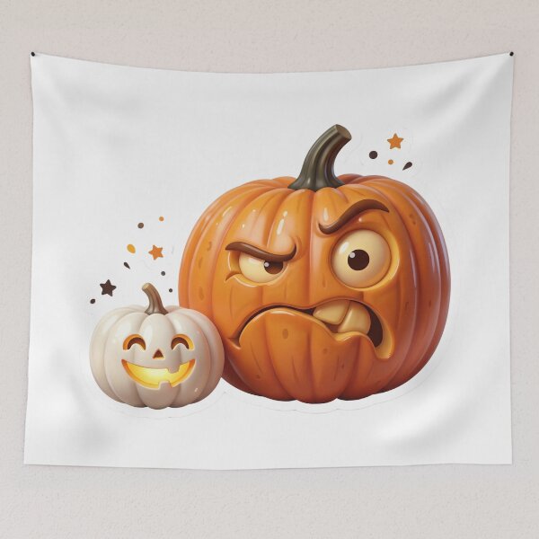 Item preview, Grumpy Pumpkin & Cute Mini Ghost Sticker | 3D Halloween Vinyl Decal designed and sold by Gurjeetpixelart.